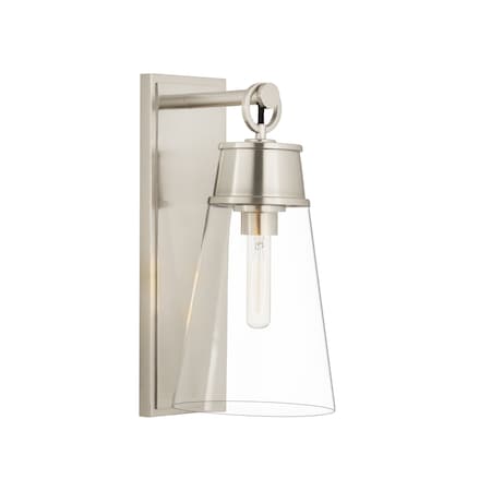 Z-Lite Wentworth 1 Light Wall Sconce, Brushed Nickel & Clear 2300-1SL-BN